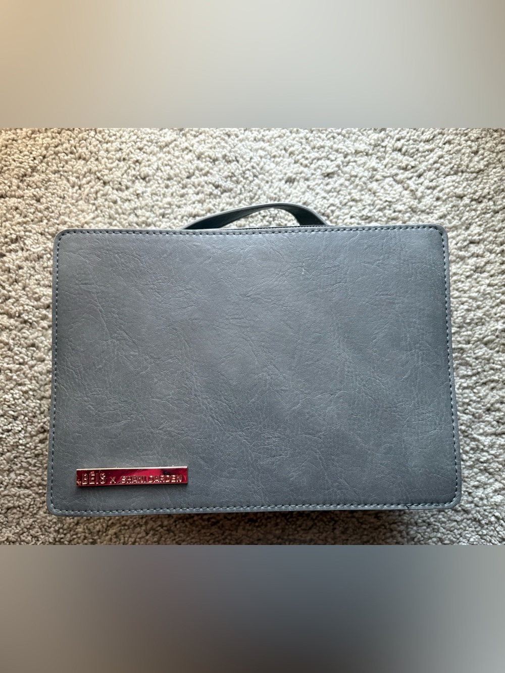 BEISx Shani Darden Vegan Leather Gray Cosmetic Case with Top Handle